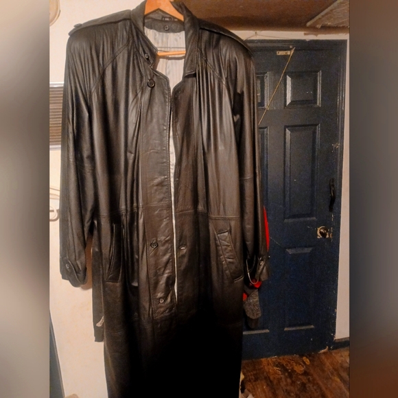 Other - Black Leather Trench Coat